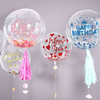 1/3 adet 18/20/24/36 inç Bobo Balon Şeffaf PVC Balon Doğum Günü Mutlu Sticker Parti Favor Hava Balon Dekorasyon Malzemeleri 8