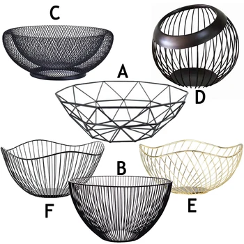 1 Adet meyve kasesi BasketSimple tarzı Geometrik Meyve Sebze Tel Sepet Metal Kase Mutfak Depolama Masaüstü Metal meyve kasesi