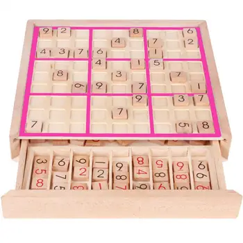 1 Set Sudoku eğitim çok fonksiyonlu ahşap masaüstü Oyunları Sudoku hediye için