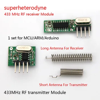1 Takım süperheterodin 433 MHz RF verici ve alıcı Modülü kiti Arduino uno Diy kitleri İçin küçük boyutlu 433 mhz Uzaktan kumandalar