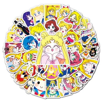 10/30/50 ADET / Ay Sailor Moon Doodle Dizüstü Gitar Motosiklet Bagaj Kaykay Bisiklet Su Geçirmez Etiket Toptan