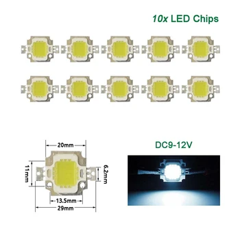 10 adet LED Çip COB DC 12V 3W soğuk beyaz projektör lambaları boncuk Parlak aydınlatma DIY ışıkları