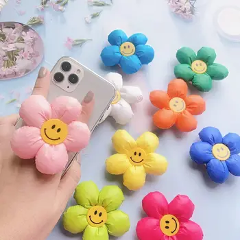 10 adet Renkli Gülümseme Puf Çiçek Evrensel telefon tutucu Griptok Desteği Smartphone Kavrama Tok Taşınabilir Katlanır Parmak Soket