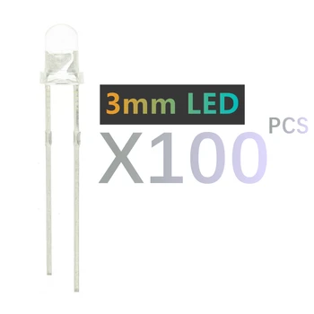 100 adet 3mm led beyaz / mavi / kırmızı / sarı / yeşil ampuller / 3MM Beyaz Renk LED yayan diyot F5mm Beyaz LED (baıfabaı)