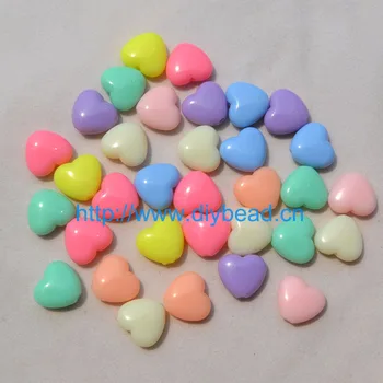 100 adet DIY Çocuk takı Aksesuar 12mm Akrilik Şeker Boncuk Kalp şekli Yeni Stil Bahar Renk Bilezik Yapımı parçaları