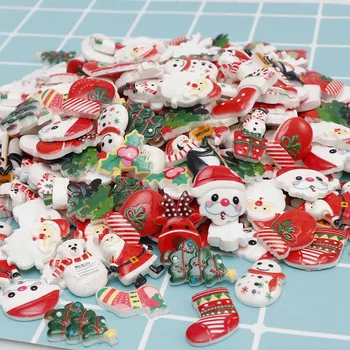 120 adet Karikatür Mix Tarzı Noel Reçine Flatback Cabochon Noel Ağaçları Kardan Adam Ayakkabı Hediye Karikatür Scrapbooking Dekorasyon Zanaat