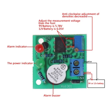 12V On-Board Pil Düşük Voltaj Alarmı Buzzer Düşük Voltaj Koruma Modülü K5DB