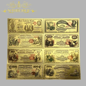 1875'in Amerika Banknot Setleri Dolar Banknot 24k Altın Ve Gümüş Kaplama Sahte Kağıt Para Koleksiyonu İçin