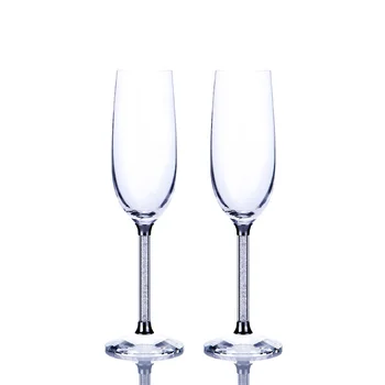 2 adet Kristal Düğün Cam şampanya flüt kadehler Kristal Lüks Parti şarap bardakları Kadeh Kristal Rhinestones Tasarım H10050