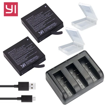 2 ADET xiaoyi 4 K Pil 1400 mAh AZ16-1 + USB 3 Yuvaları Şarj için Xiao mi Yi 4 K Batteria Orijinal Xiao mi Yi Lite Kamera aksesuarları