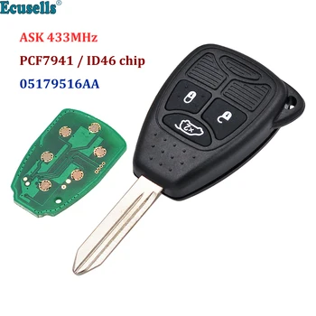 2 Düğme Akıllı Uzaktan Anahtar Fob İle ID46 PCF7941 Çip 433MHz Chrysler 300C Sebring PT Cruiser 05179516AA CY22 Bıçak
