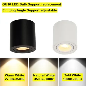 20 adet 12W Siyah yüzeye monte tavan Downlight GU10 Ampul Değiştirilebilir LED Spot ışık AC85 - 265V Sıcak/Doğal / Soğuk Beyaz