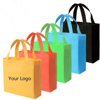 20 Adet Olmayan Dokuma Çanta Alışveriş saplı çanta Bez İş Çantası Parti Favor için yeniden kullanılabilir poşet Logo Özelleştirilmiş Kişiselleştirilmiş