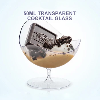 20 Adet Tek Kullanımlık Sofra Tatlı Fincan Parti Düğün Şeffaf Plastik kokteyl bardakları İçecek Bardağı Batı Tatlı Konteyner