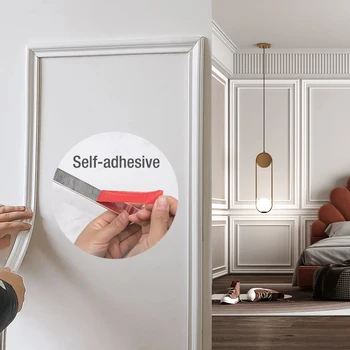 3m / 9.8 feet PVC Esnek Bükülebilir Şerit Halat Paneli Kalıplama Kapı hattı Ayna Çerçevesi Trim Ev Dekor Oturma Odası Yatak Odası Banyo