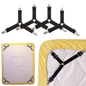 4 Adet / takım Elastik yatak çarşafı Tutucular kayış sabitleyici yatak çarşafı Klipleri Yatak Örtüsü Battaniye Tutucu Kanepe Sabitleme Organize Araçlar