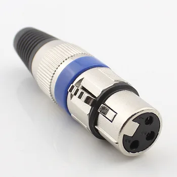40 adet / grup Mikrofon Fişi Mavi İsviçre Dişi XLR Soket 3 Pin Demir Topu Jack