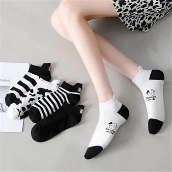 5 Pairs moda karikatür hayvan panda desen 5 yıldız çorap kadın oynak eğlenceli çorap kadın rahat pamuk ayak bileği çorap kızlar için