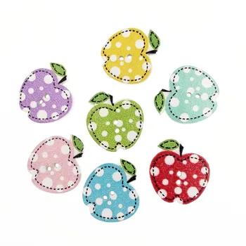 50 Adet Apple Çocuk Ahşap Düğmeler Giyim Scrapbooking Aksesuarları Dekoratif Düğme Zanaat Dikiş Malzemeleri Botao 21mm