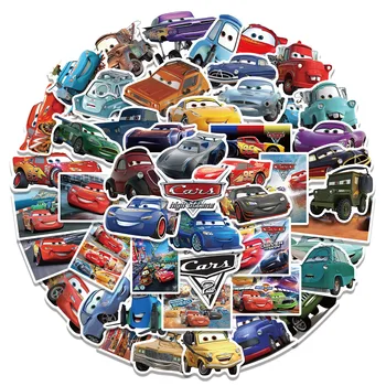 50 adet Disney Arabalar Hikayesi Komik Sticker PVC Su Geçirmez Araba Bilgisayar Gövde Kaykay Sticker Oyuncak