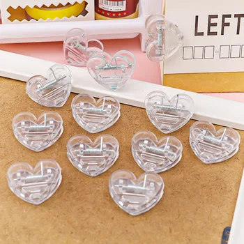 50 Adet Şeffaf Kalp Şekli Plastik ataşlar Sevimli Yaratıcı Bağlayıcı Klip Mühür Dekorasyon Ofis Okul