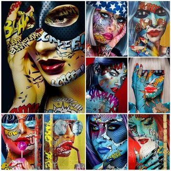 5d Tam Matkaplar Elmas Boyama Soyut Kadın Graffiti Portre Sanat Mozaik Çapraz Dikiş El Sanatları Duvar Posteri Ev Dekor İçin