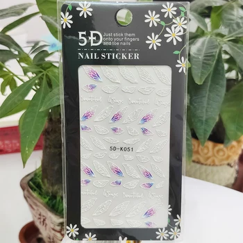 5D Çıkartmalar Çivi için Beyaz Çizgi Mektup Kanat Yaz Nail Art Süslemeleri Stereoskopik Sticker Aksesuarları Anaglyph Etkisi Tasarım