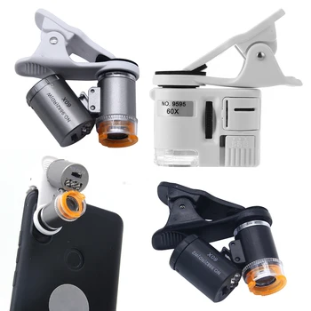 60X Cep Telefonu Mikroskop Büyüteç Evrensel LED Enstrüman Makro Lens Optik Zoom İle Mikro Kamera Klip Optik Enstrüman