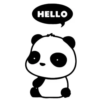 7.3 CM * 13.2 CM Sevimli Panda Merhaba Düşünce Kabarcık Karikatür Vinil Araba Çıkartmaları Araba Çıkartmaları Araba Styling Aksesuarları Siyah Gümüş C8-0967