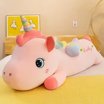 70-110cm Kawaii Yumuşak Dev Unicorn Dolması peluş oyuncak Hayvan Oyuncaklar Bebek Çocuk Yatıştırmak uyku yastığı Bebek Doğum Günü Hediyeleri Kızlar İçin