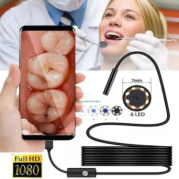 7mm 6LED 1080P HD Dijital Diş Hekimi Endoskop Su Geçirmez Borescope Muayene USB Kamera Android Telefon Diş Ayna