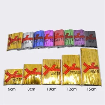 800 adet / grup Tel Metalik bükümlü kravatlar Viyolonsel Şeker Çantası Çelik Pişirme Ambalaj Ligasyonu Lolipop Tatlı Sızdırmazlık Büküm Kravat