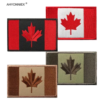 AHYONNIEX 1 ADET Nakış Kanada Akçaağaç Yaprağı Ülke Bayrağı Yama Kumaş Taktik Moral Bez ve Çanta Etiket Rozeti DIY