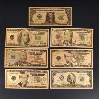 Altın Kaplama ABD Doları Sahte Kağıt Para Banknotlar El Sanatları Koleksiyonu İçin Ev Dekor Altın folyo hatıra parası