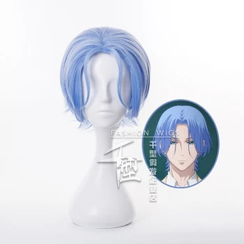 Anime SK∞ Langa Cosplay peruk degrade mavi kısa düz orta kısmı kefal saç ısıya dayanıklı SK8 Infinity SK sekiz