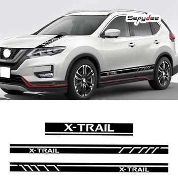 Araba Kaput Yan Çizgili Etek Sticker Yarış Spor Vücut Grafik Vinil Film Çıkartması Nissan X-Trail İçin T30 T31 T32 T33 Aksesuarları