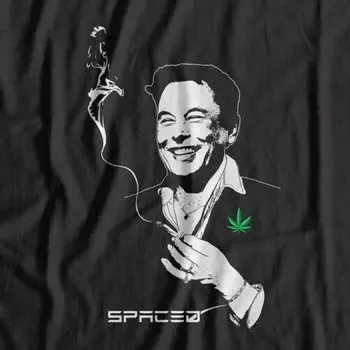Aralıklı Elon Misk Sigara Ot T-Shirt Onjoe Rogan Starlink Spacex Esrar Tesla