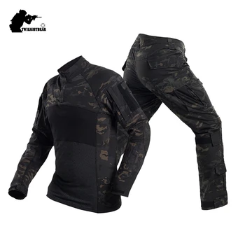 Askeri Erkek Kamuflaj Taktik Takım Elbise Uzun Kollu Marka Pamuk Nefes Savaş Kurbağa Seti Erkekler Eğitim Giyim 3XL BY112B