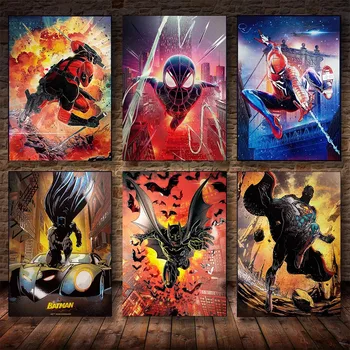 Avengers Süper Kahraman Posteri Tuval Resimleri Örümcek Adam Duvar Sanatı Film Karakter Resimleri Baskılar Oturma Odası Ev Dekor için Duvar