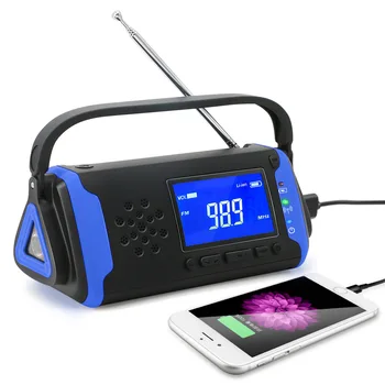 Açık Acil Hava Uyarısı Radyo El Krank Telefon Şarj Cihazı Güneş Radyo Akülü lcd ekran FM Oyun El Feneri