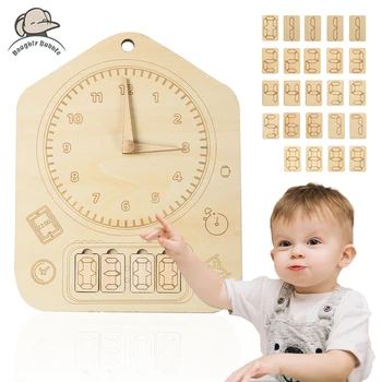 Bebek Montessori Yönetimi Zaman Oyuncak Dönüş Pointer Eğitim Ebeveyn-çocuk etkileşimi Kakma İnce Ahşap Cips Oyunu Çocuklar için
