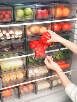 Buzdolabı Organizatör Çekmece saklama kutusu Meyve Sebze Taze tutma saklama kutusu İstiflenebilir Buzdolabı Mutfak Dolabı Kapları