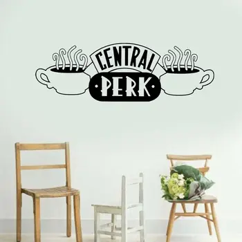 Büyük Central Perk Duvar Sticker Arkadaşlar Logo Tv Gösterisi Kahve Duvar Çıkartması Cafe Mutfak Yemek Odası Vinil Dekor
