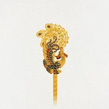Doğal Hotan Yeşim Antik altın zanaat Emaye Tavuskuşu Hanfu Saç Aksesuarı Lüks klasik Çin tarzı tiara ziyafet takı
