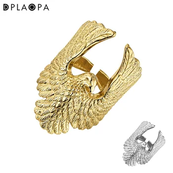 DPLAOPA 925 Ayar Gümüş Altın Kaplamalı Gümüş Kartal Yüzük Boyutlandırılabilir Ayarlanabilir Kadın Parti Takı Açık Bileklik Daire Mücevher