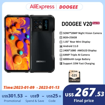 [Dünya Prömiyeri] DOOGEE V20 SmartPhone Çift 5G Sağlam Telefon 6.43 