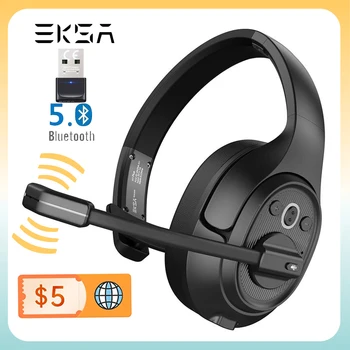 EKSA Kablosuz mikrofonlu kulaklıklar Çevre Gürültü Önleyici Kulaklık Kamyon Şoförü Bluetooth 5.0 Kulaklık çağrı merkezi kulaklığı