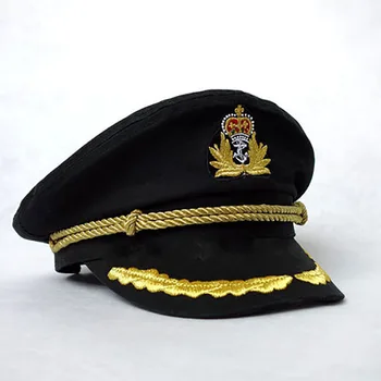 Erkek Şapka Denizci Kaptan Şapka Siyah Beyaz Üniforma Kostüm Partisi Cosplay Sahne Performansı Düz Donanma Askeri Kap Yetişkin Erkekler Kadınlar için