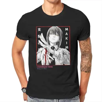 Erkekler Testere Adam T Shirt Makima Anime %100 % Pamuklu Giysiler Vintage Kısa Kollu Yuvarlak Yaka Tee Gömlek Büyük Boy T-shirt
