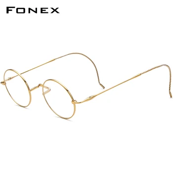 FONEX Saf Titanyum Gözlük Çerçeve Erkekler Retro Yuvarlak Reçete Gözlük Kadınlar 2022 Yeni Vintage Miyopi Optik Gözlük F85725